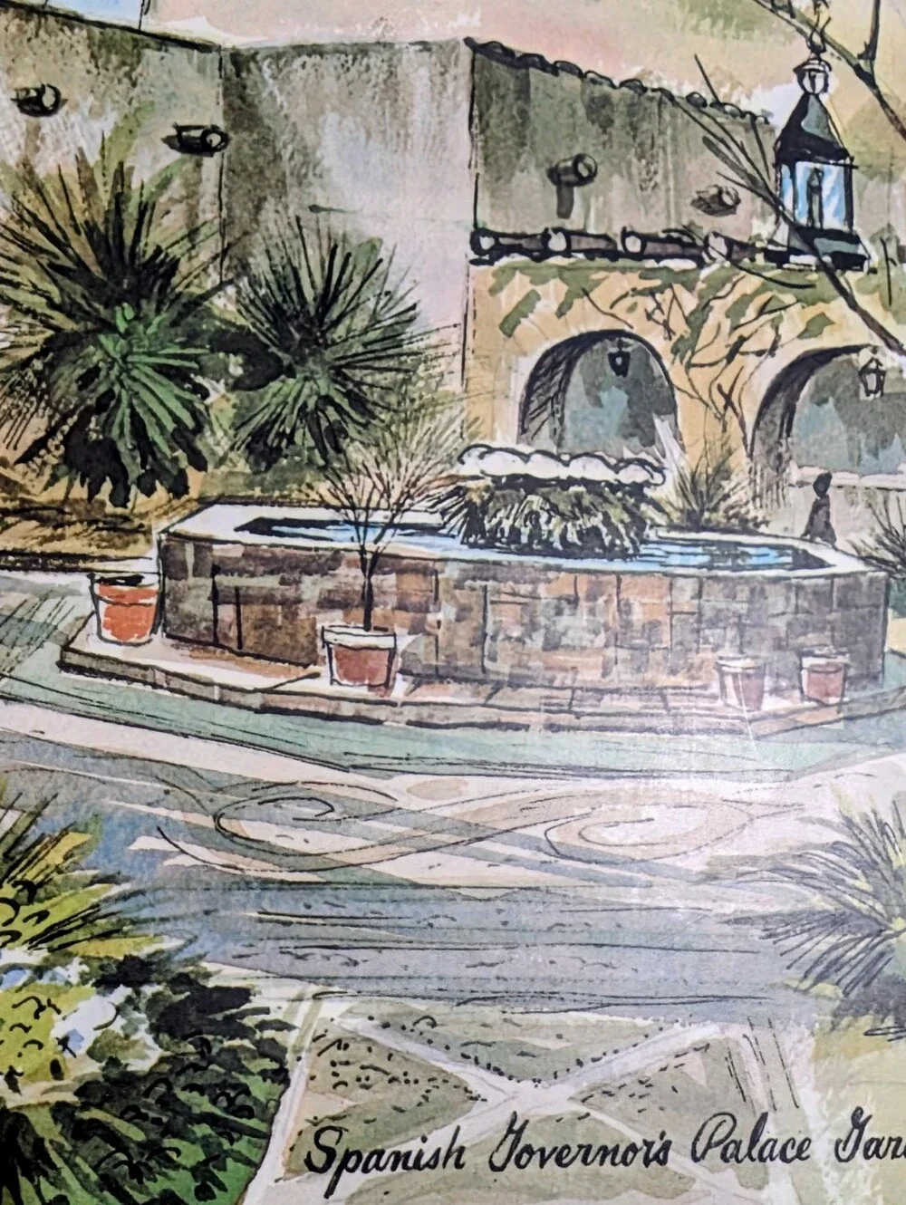 Vintage City of San Antonio, Texas James McBride Watercolor Placemats Set of 8